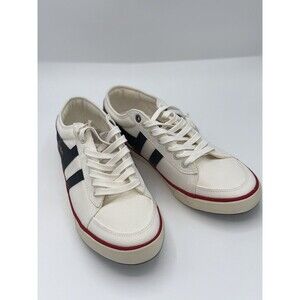 Gola Comet sneaker Mens 9 off-white canvas with navy stripes and a red trim NWB